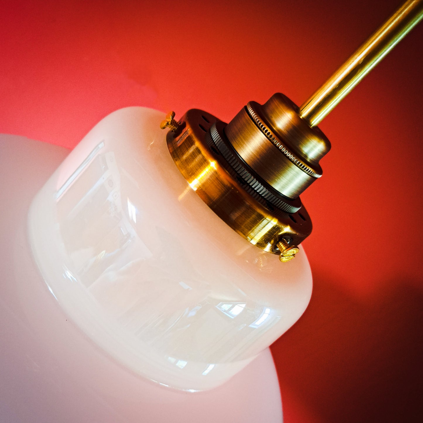 Vintage rosehip floral opaline glass pendant light