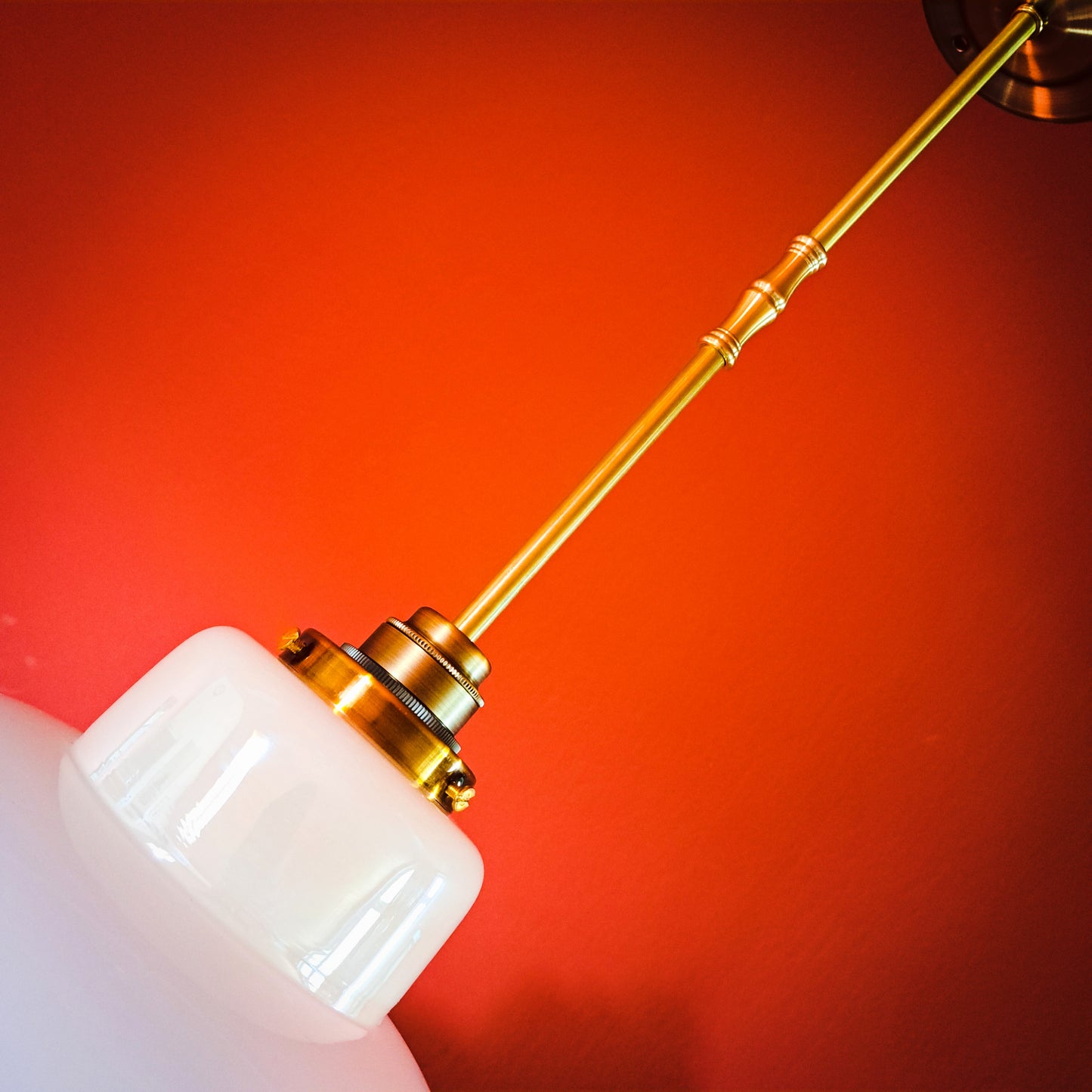Vintage rosehip floral opaline glass pendant light