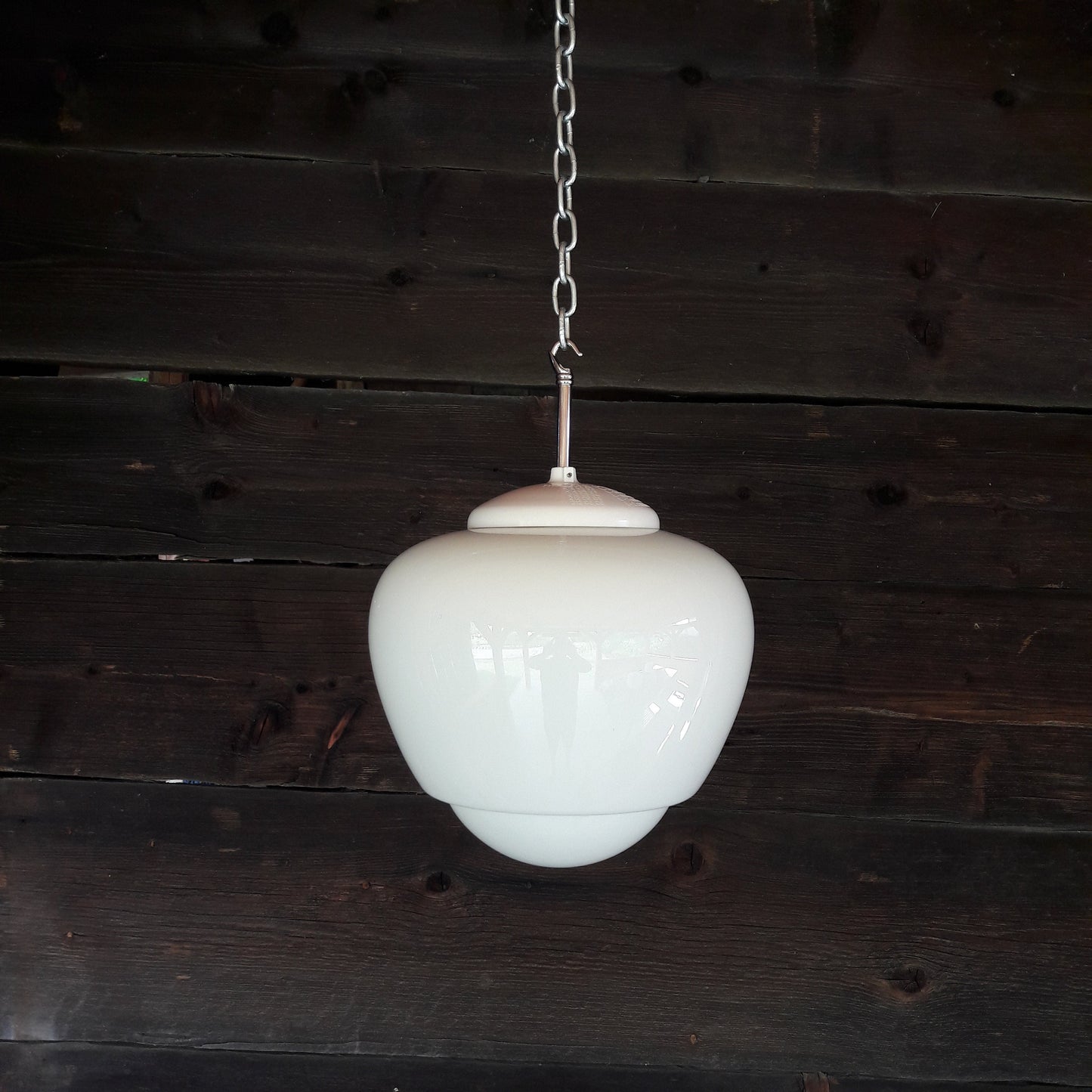 Iconic vintage Czech opaline glass teardrop pendant light