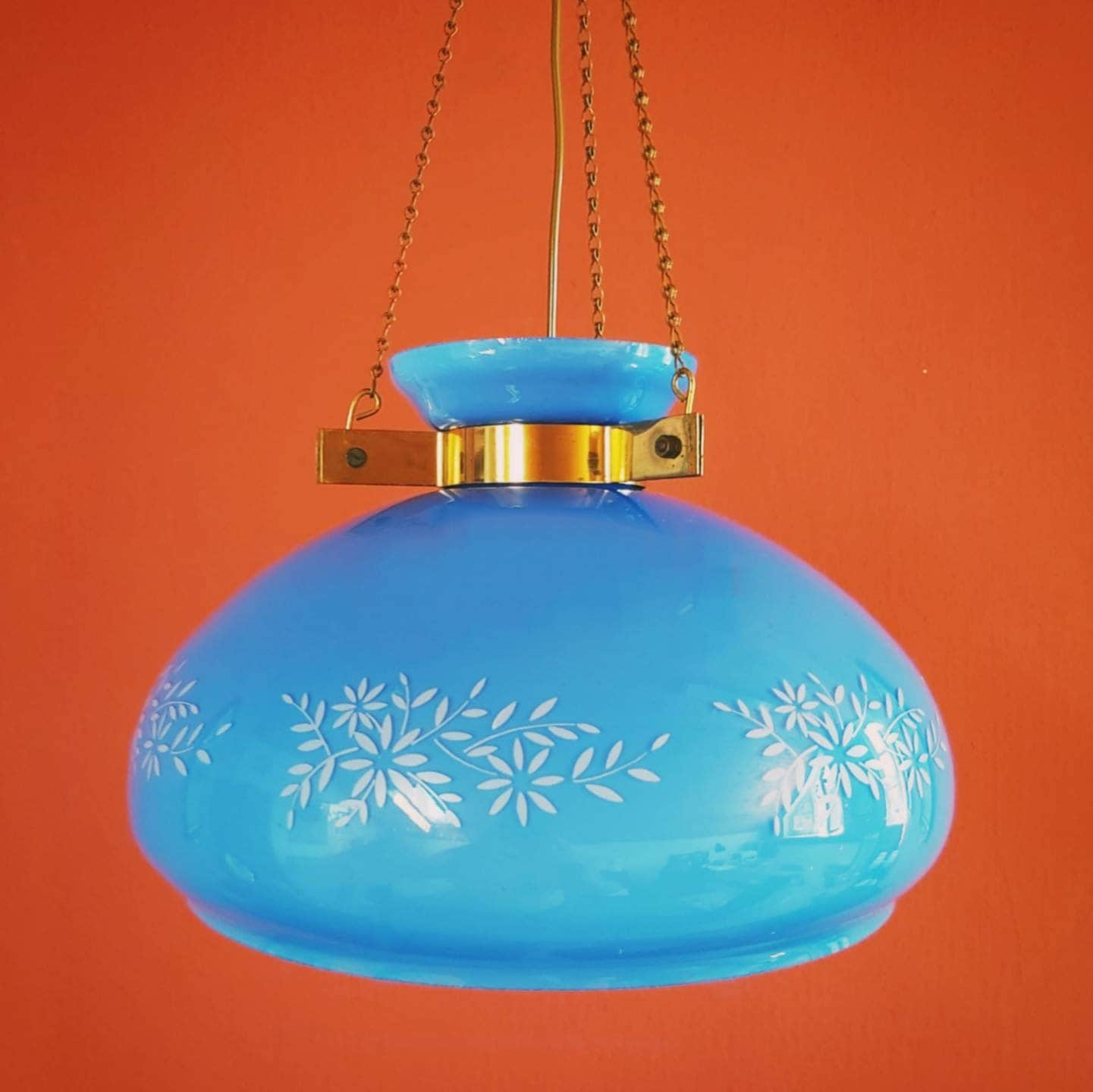 blue glass hanging light