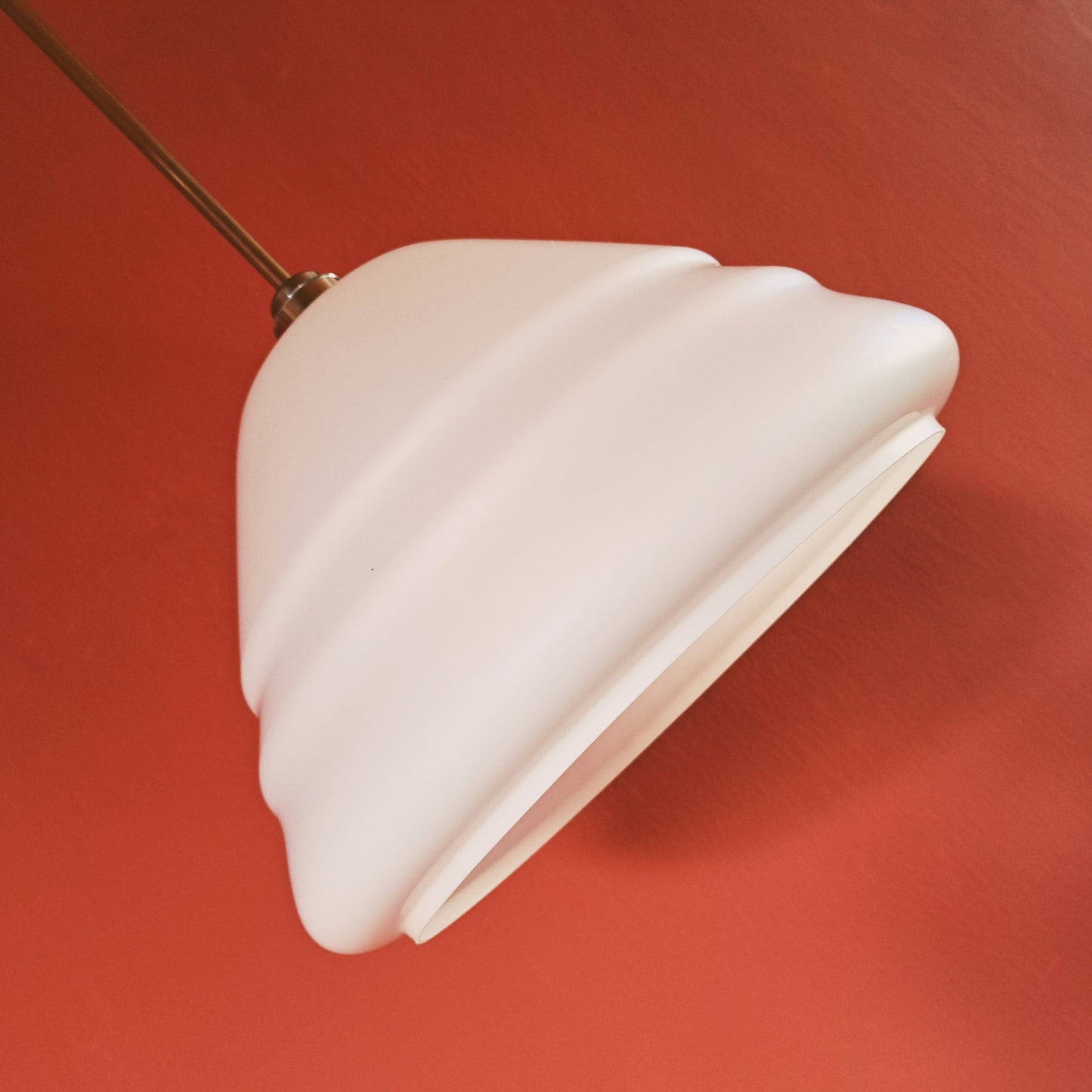 Vintage opaline milk glass beehive style pendant light