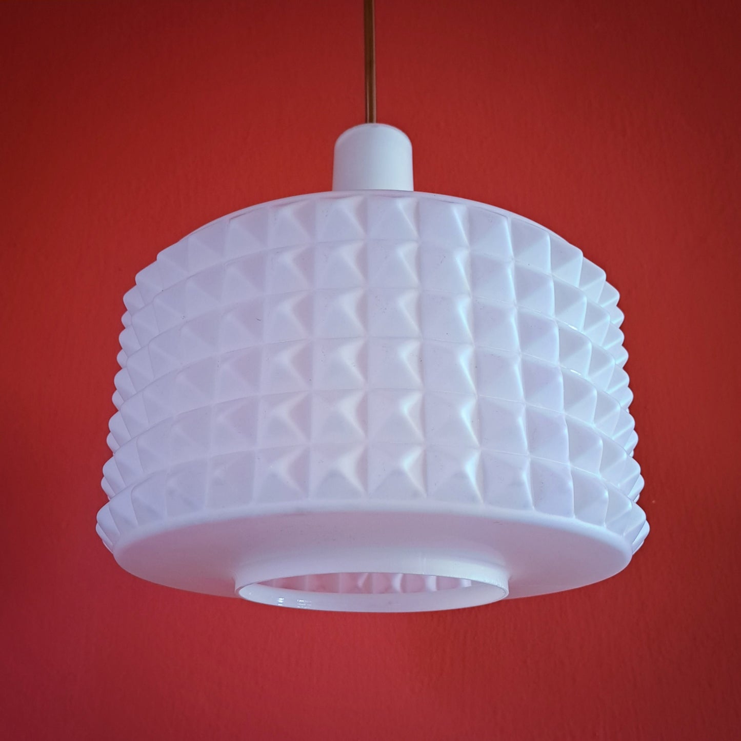 Iconic Ivan Jakes geometric opaline glass ceiling pendant light